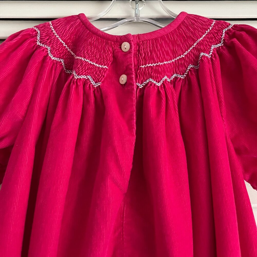 Amanda Remembered smocked corduroy birthday dress Pink girl’s size 4T rare - Picture 6 of 9